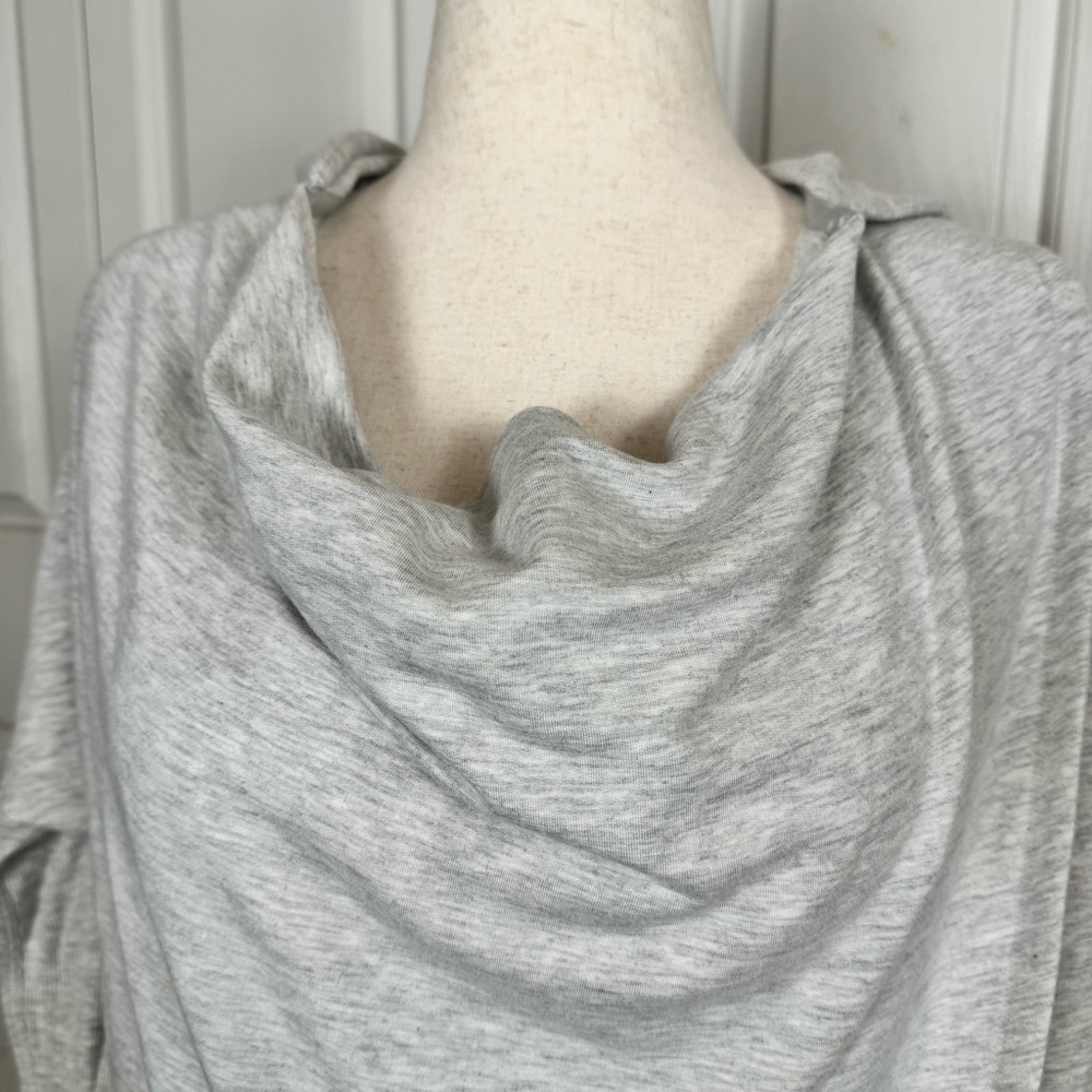Athleta Soft Gray Draped Long Sleeve Sweatshirt - Picture 4 of 8